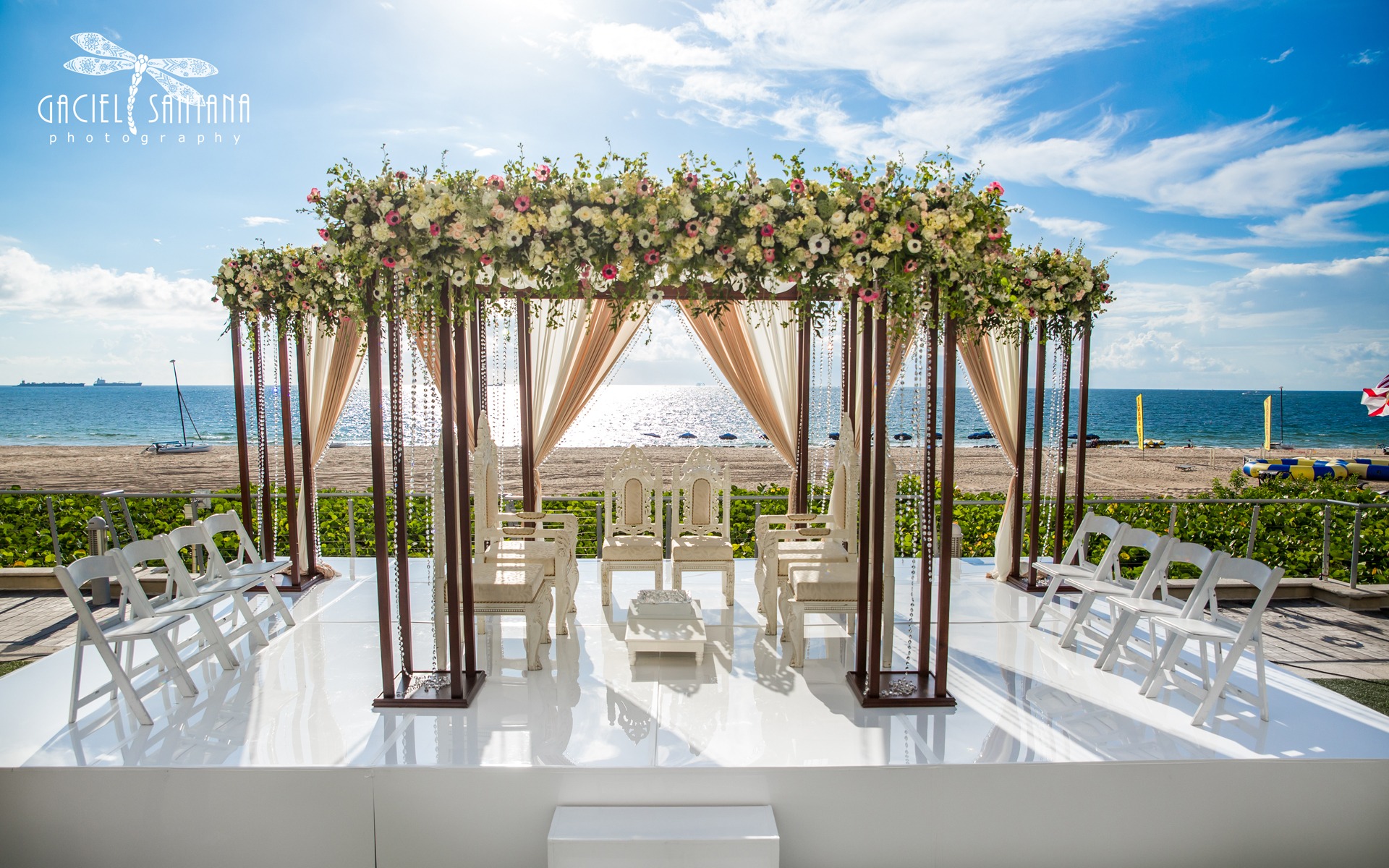 Seaside Dreams Ceremony Modern Rustic 1 South Asian Indian Wedding Decor Design Suhaag Garden Florida